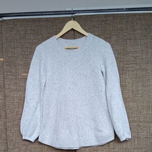 LOFT Speckled White Crew Neck Sweater